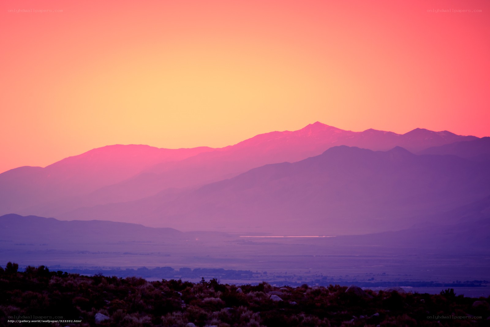 Purple sunset over mountains