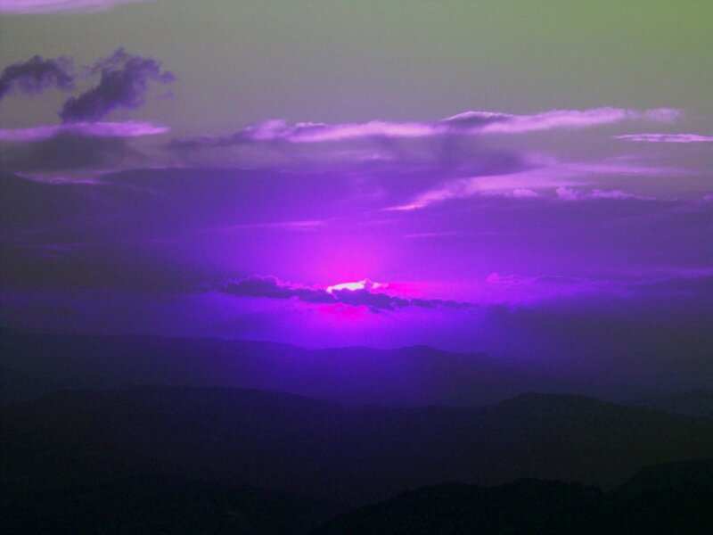 Purple Sunset over Mountains — Dramatic