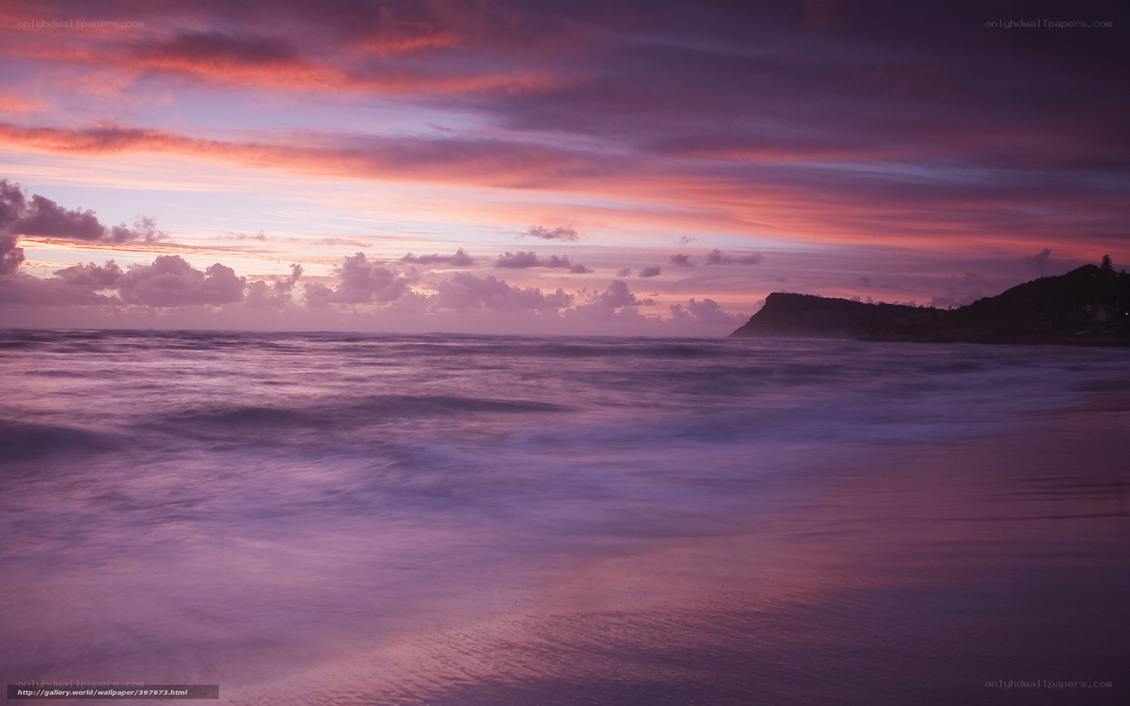 Purple sunset over ocean