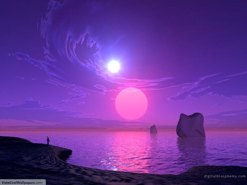 Purple sunset over ocean
