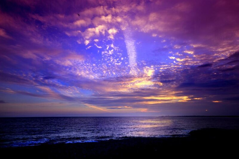 Purple Sunset over Ocean — Dramatic
