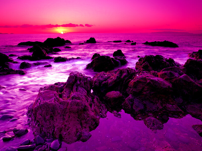 Purple Sunset over Ocean — Pink, Dramatic