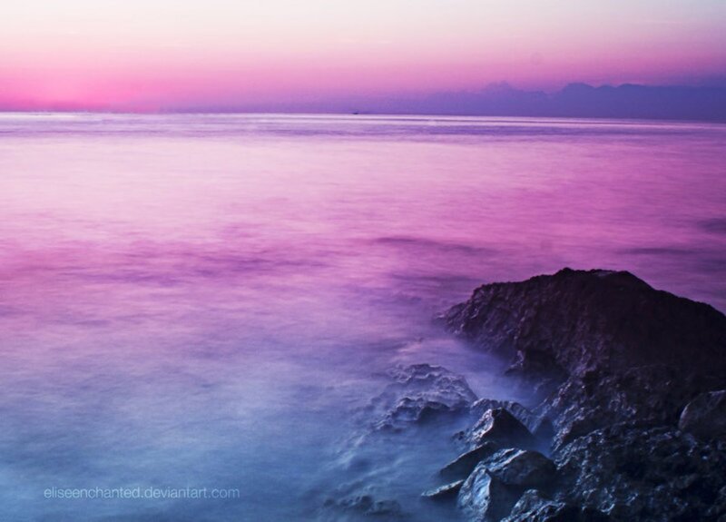 Purple Sunset over Ocean — Pink, Serene