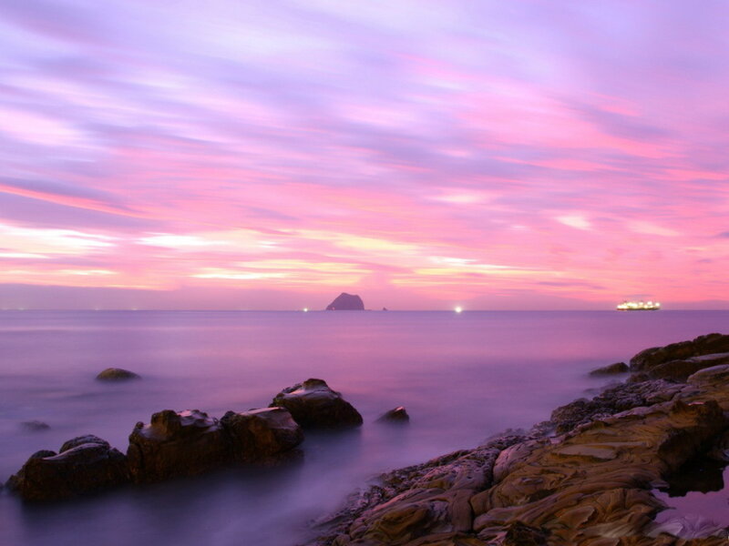 Purple Sunset over Ocean — Pink
