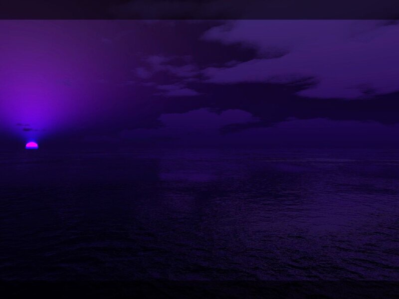 Purple Sunset over Ocean — Serene, Digital Art, Sun