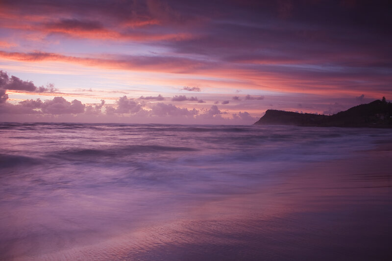 Purple Sunset over Ocean — Serene, Photograph, Clouds