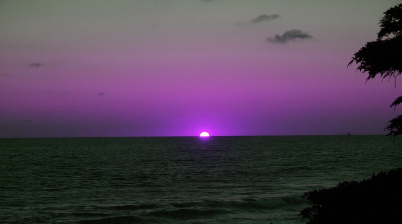 Purple Sunset over Ocean — Serene, Photograph, Sky