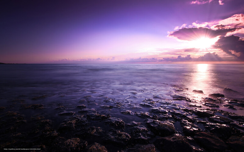 Purple Sunset over Ocean — Serene, Photograph, Sun