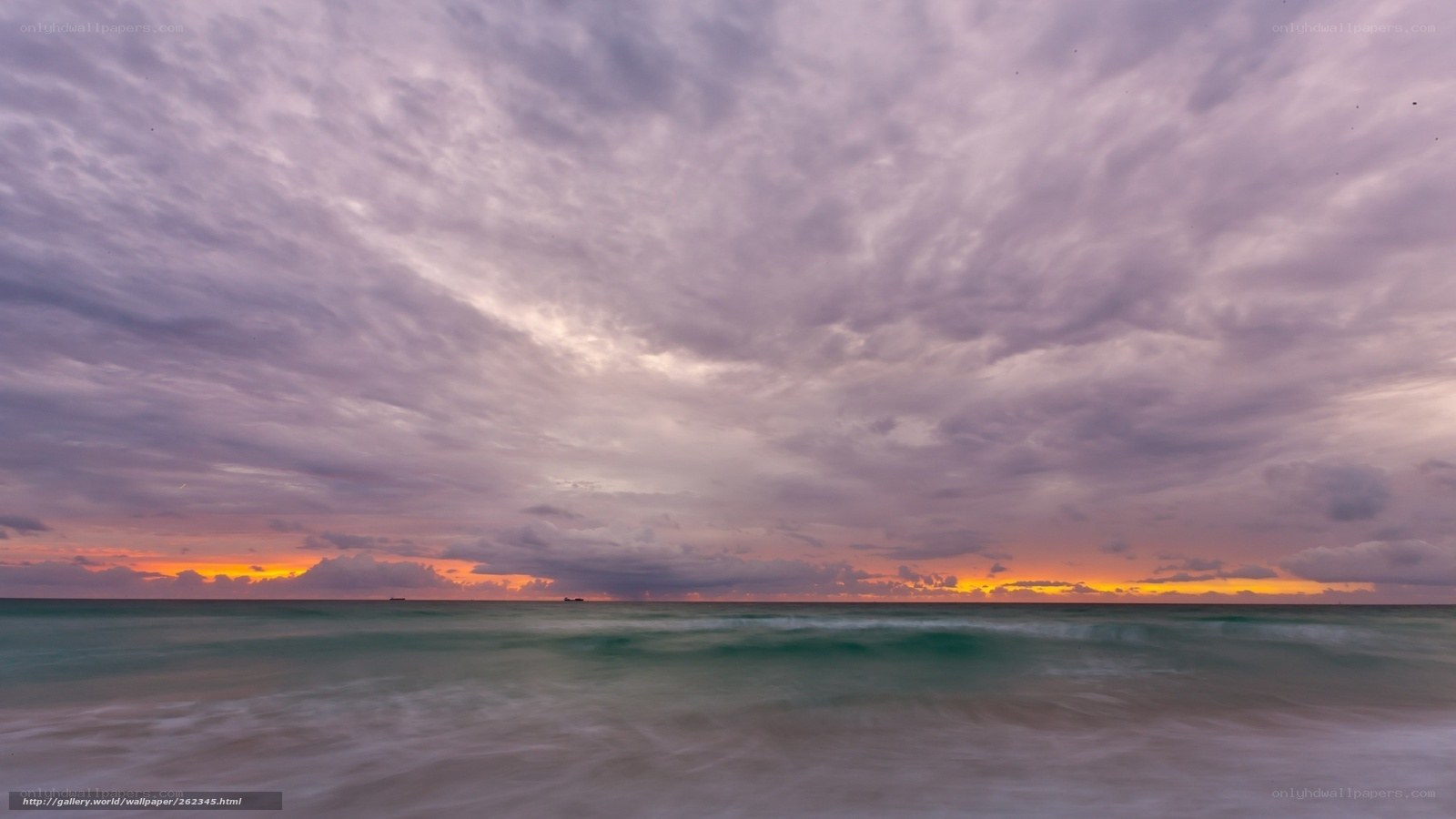Purple sunset over ocean