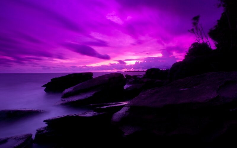 Purple Sunset over Rocks