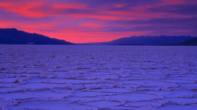 Purple sunset over salt flats