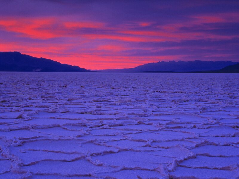 Purple sunset over salt flats