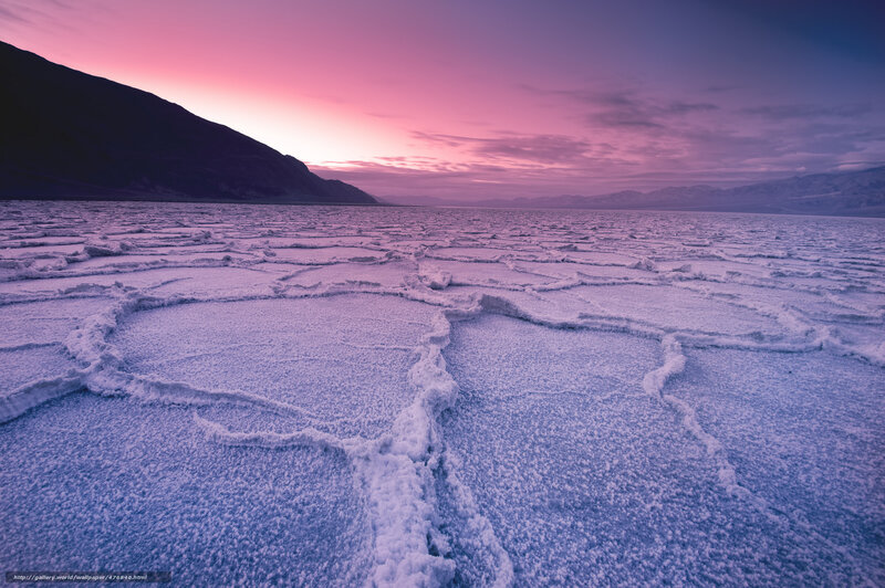 Purple sunset over salt flats
