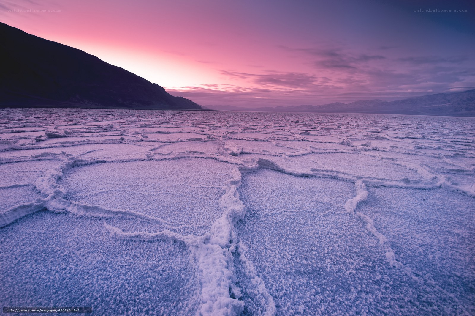 Purple sunset over salt flats