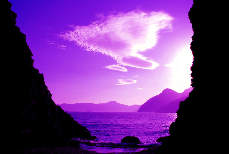Purple Sunset over Sea — Dramatic