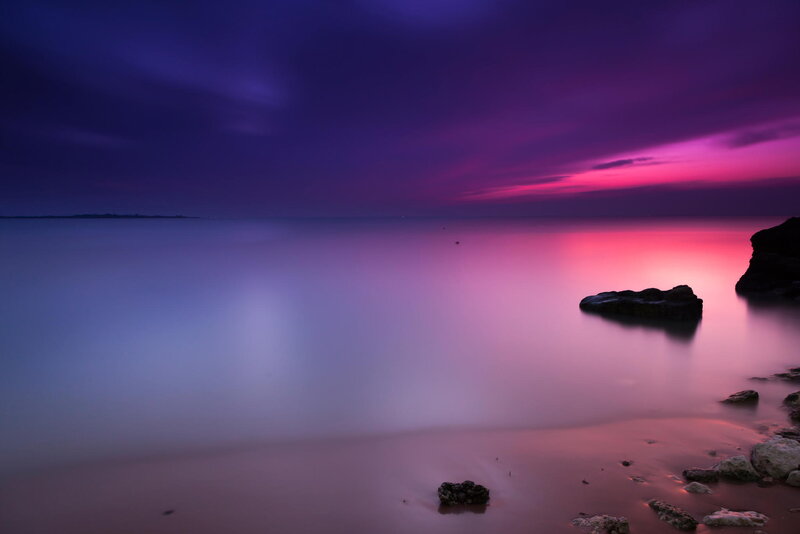 Purple Sunset over Sea — Serene, Photograph