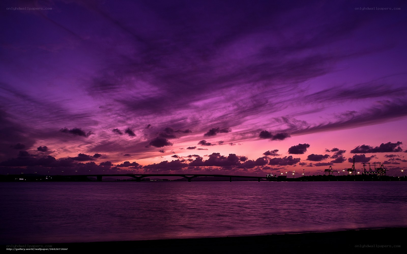 Purple sunset over the harbor