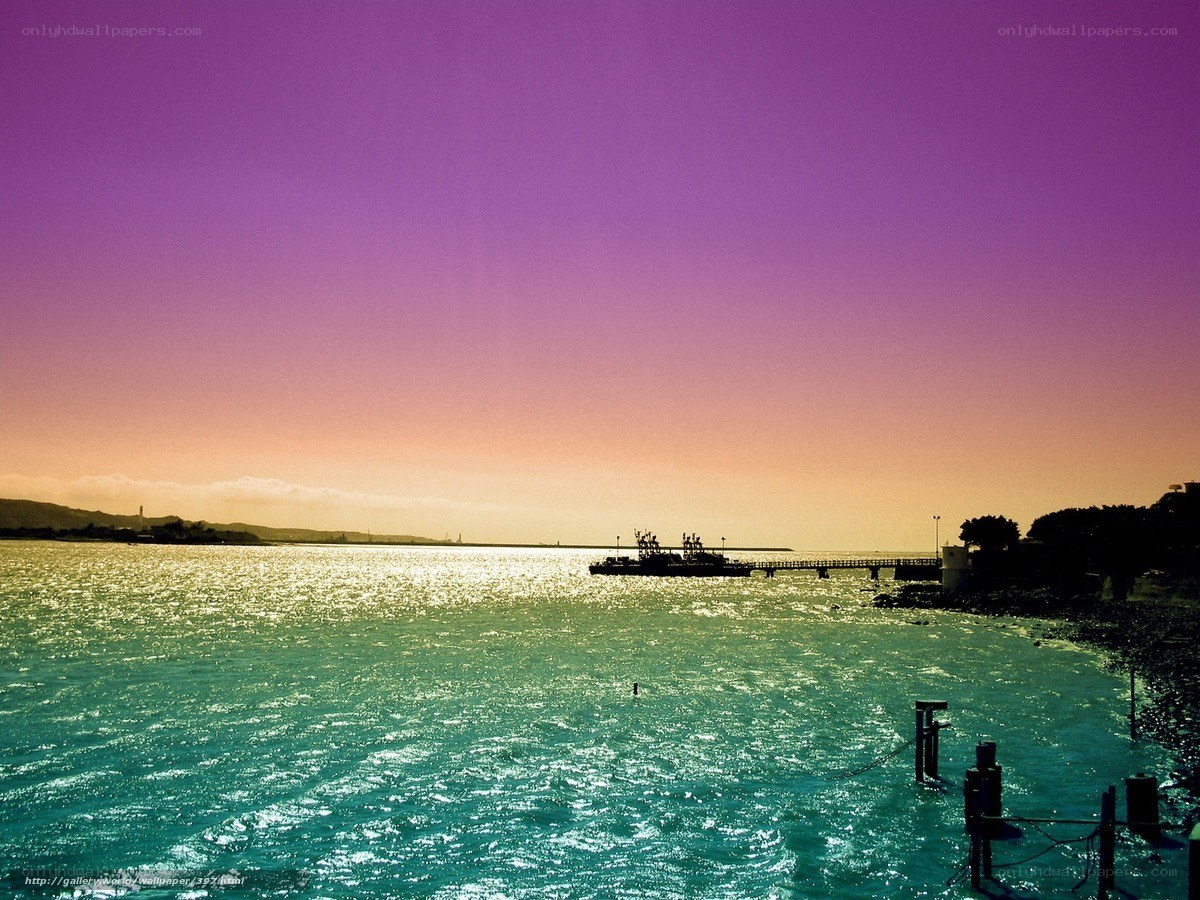 Purple sunset over the harbor