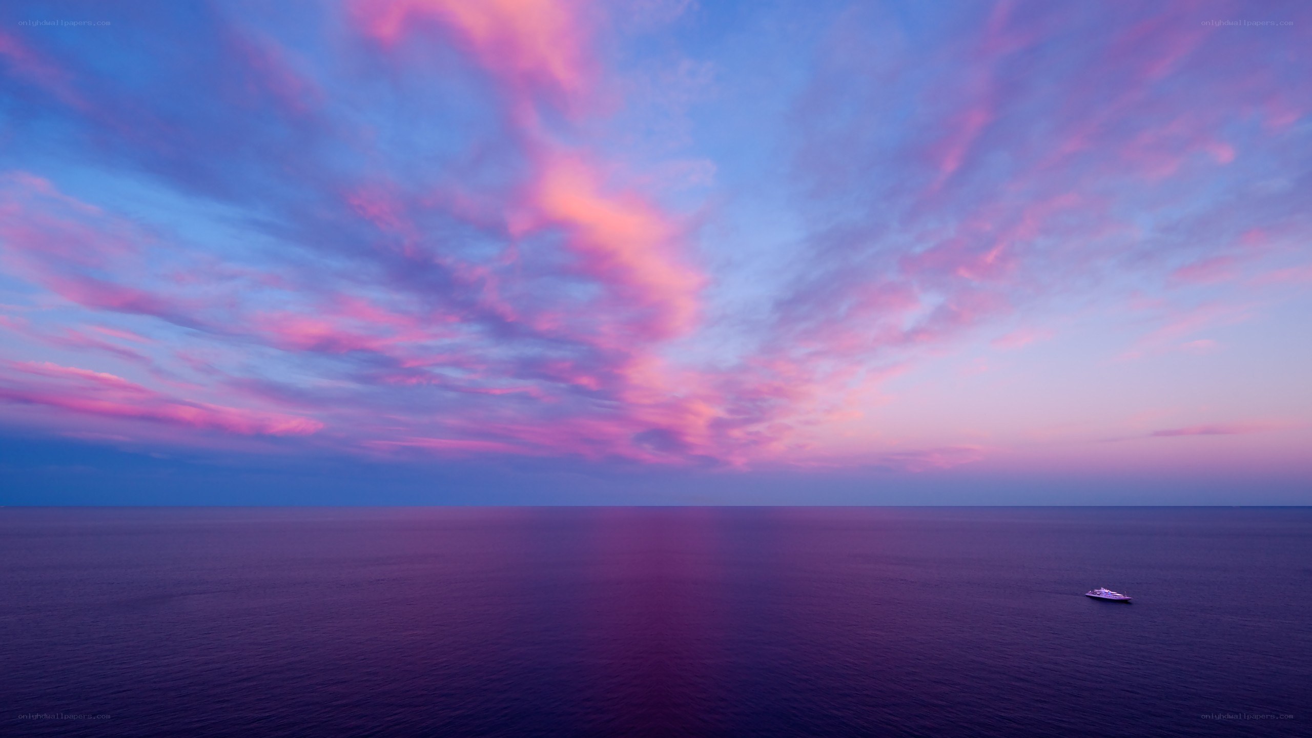 Purple sunset over the ocean