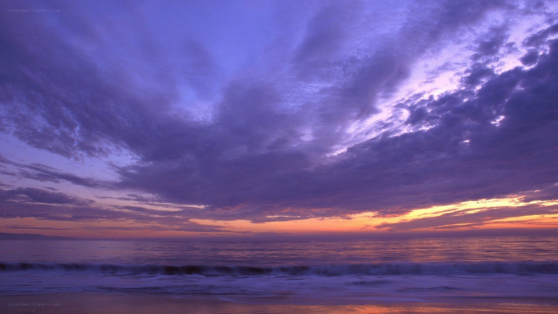 Purple sunset over the ocean