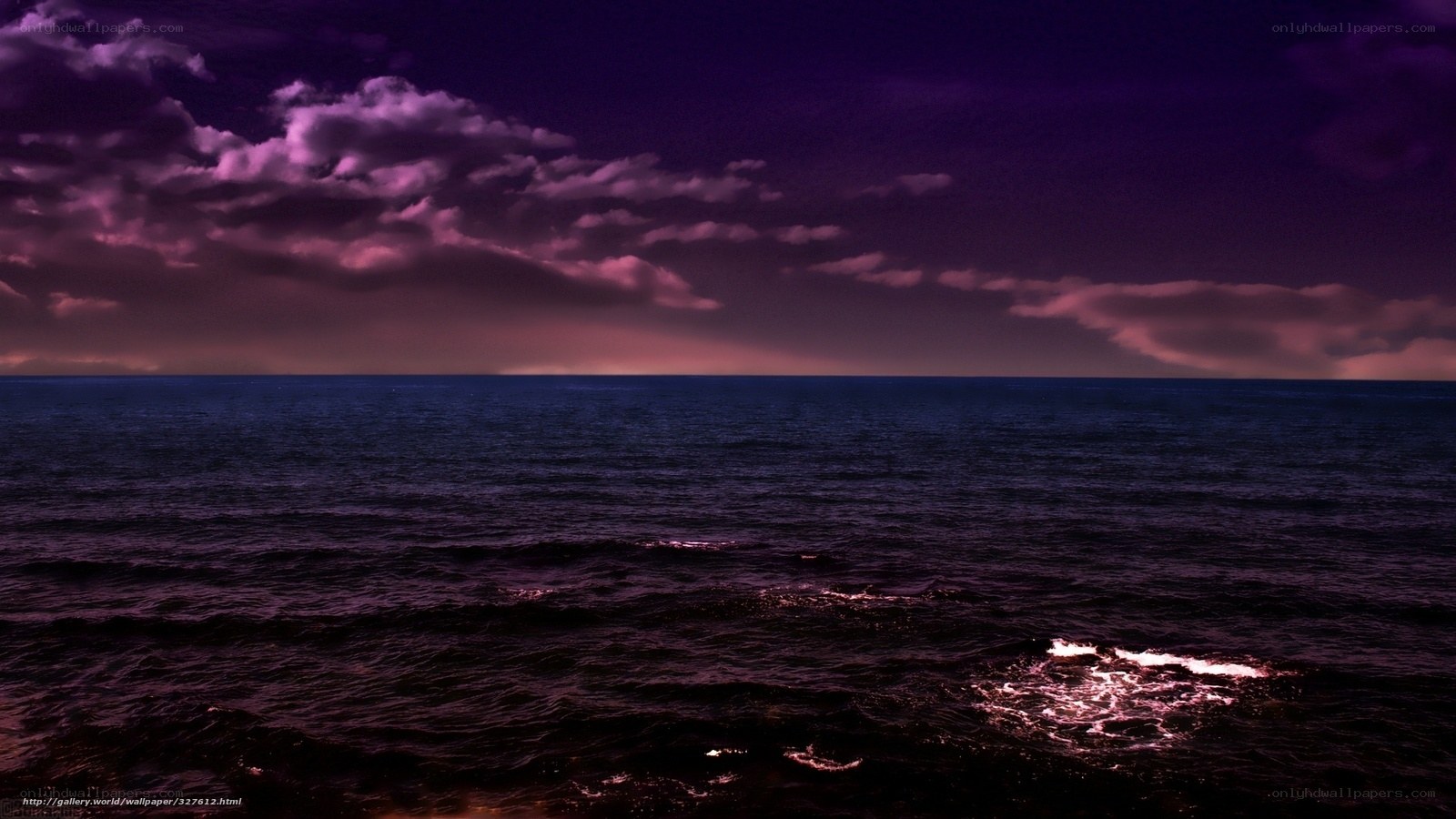 Purple sunset over the ocean