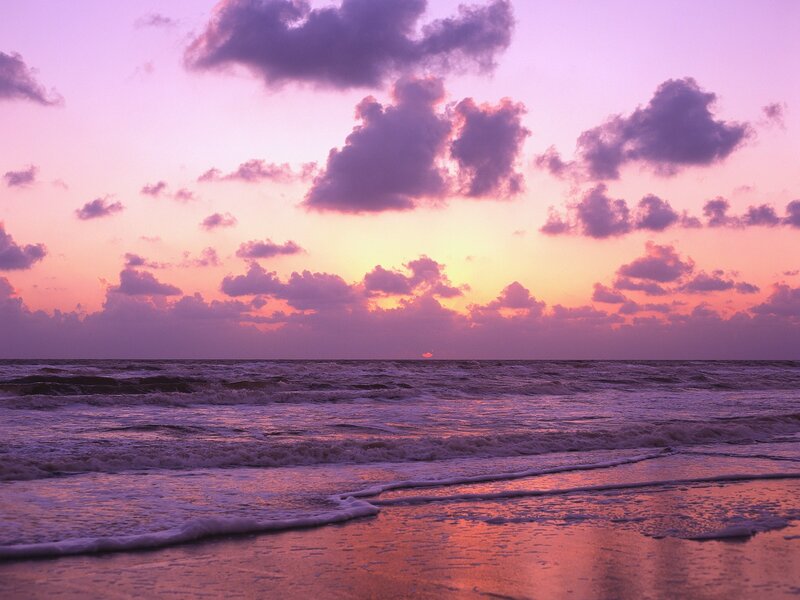 Purple sunset over the ocean