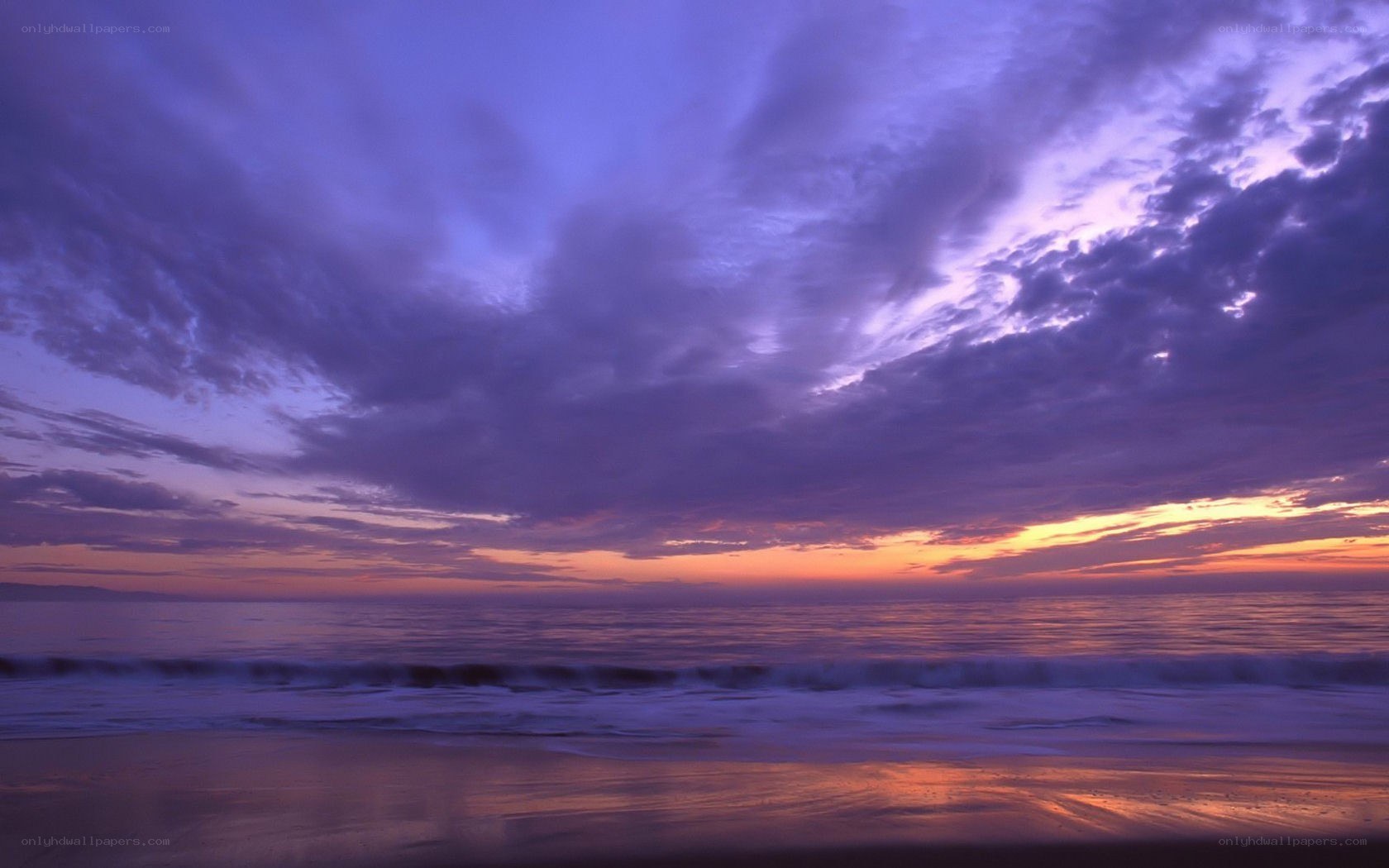 Purple sunset over the ocean