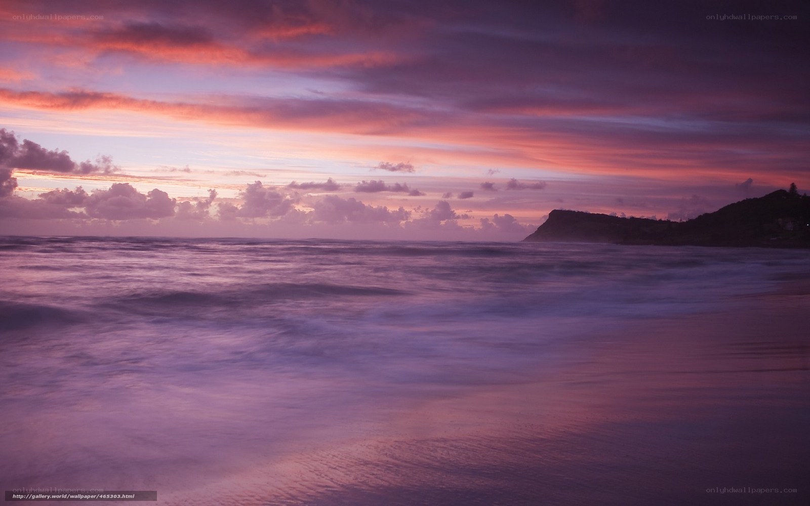 Purple sunset over the ocean