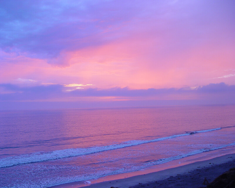 Purple sunset over the ocean