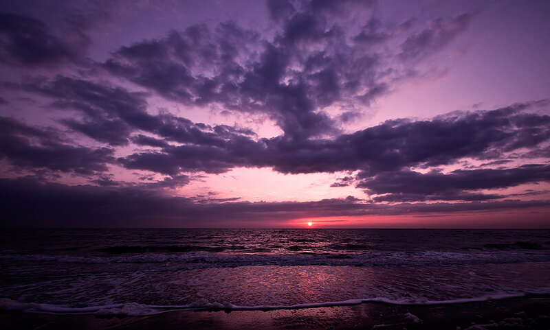 Purple sunset over the ocean