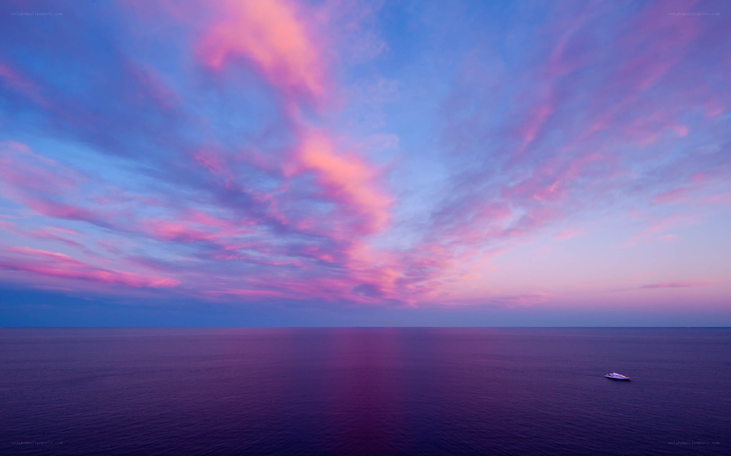 Purple sunset over the ocean