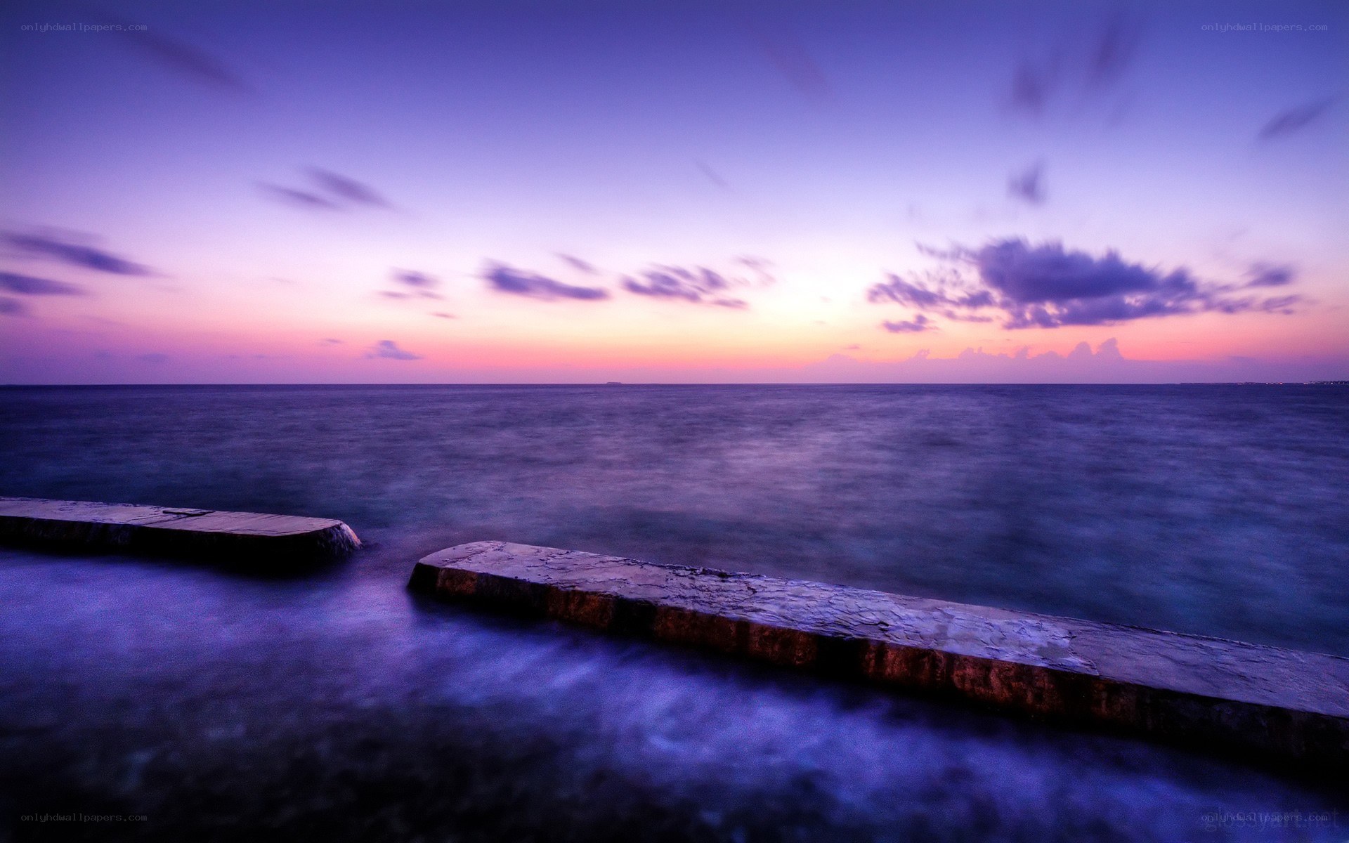 Purple sunset over the sea