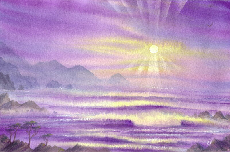 Purple sunset over the sea