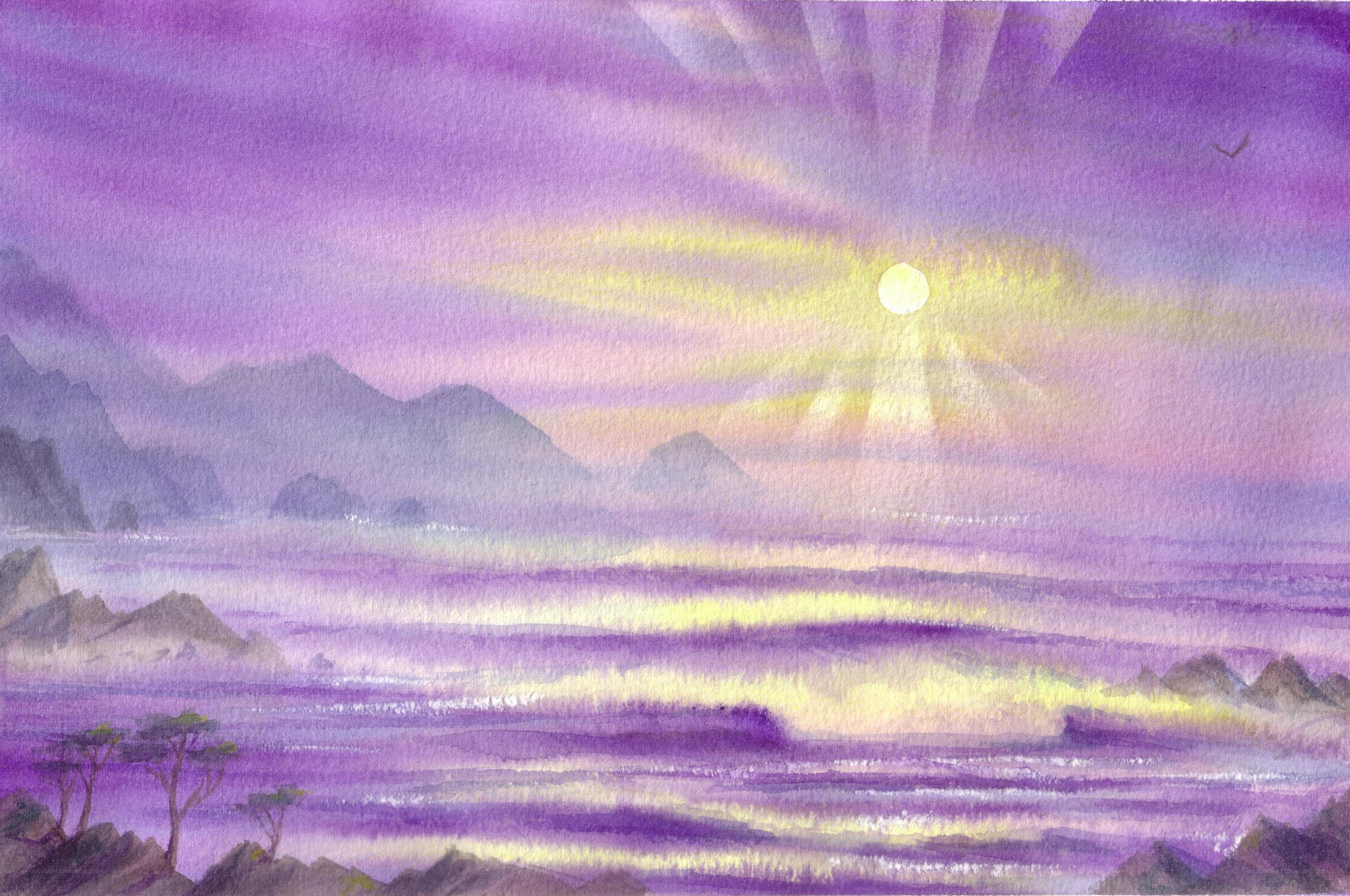 Purple sunset over the sea