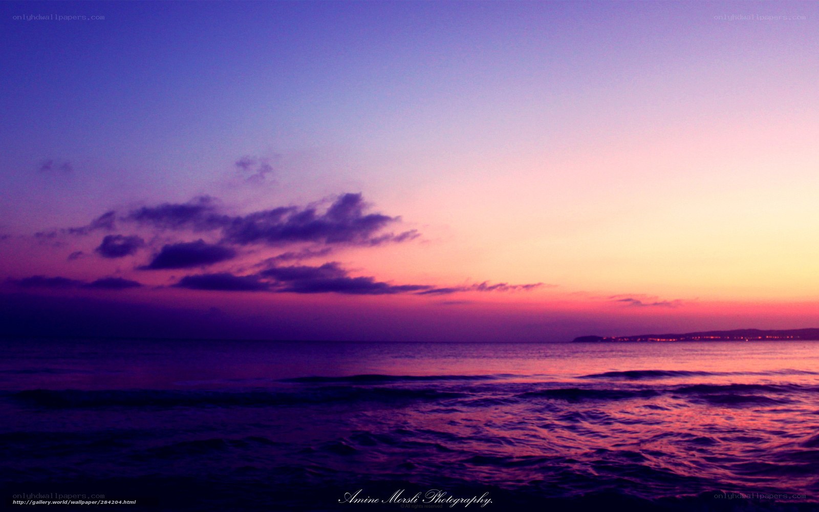 Purple sunset over the sea