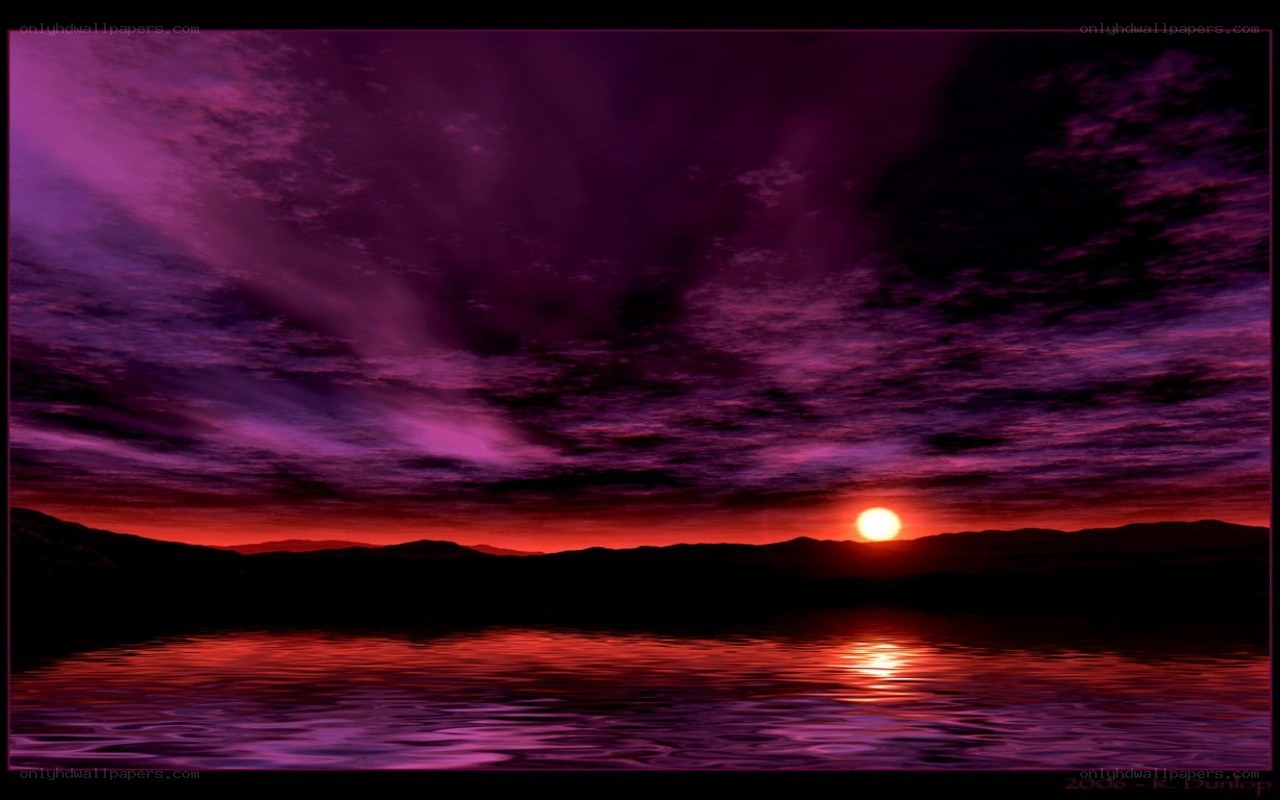 purple sunset over water