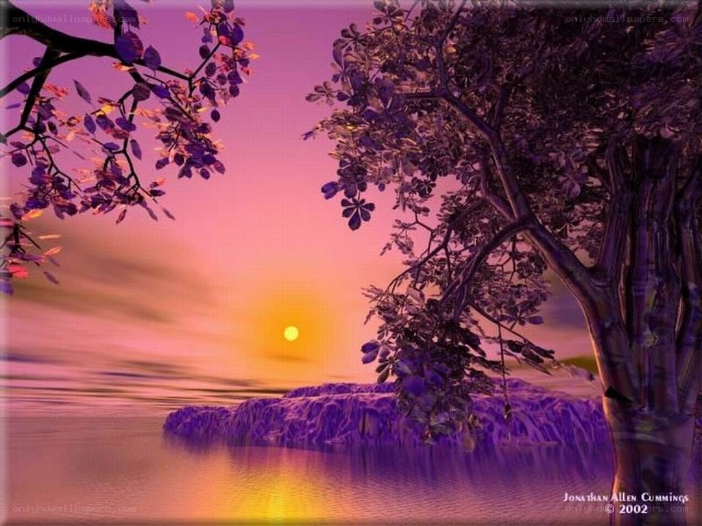 purple sunset over water