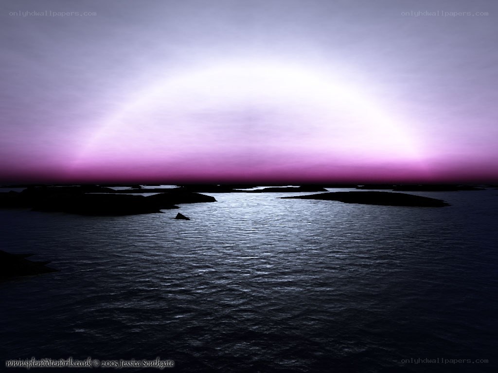 Purple sunset over water