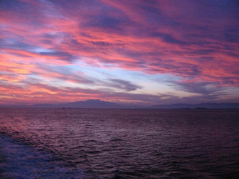 Purple Sunset over Water — Dramatic, Photograph, Sky