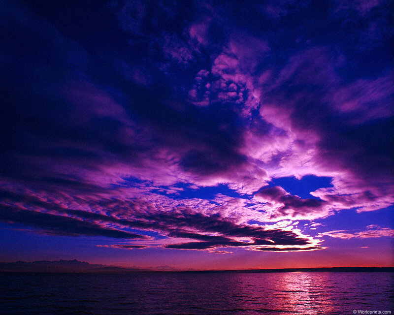 Purple Sunset over Water — Dramatic