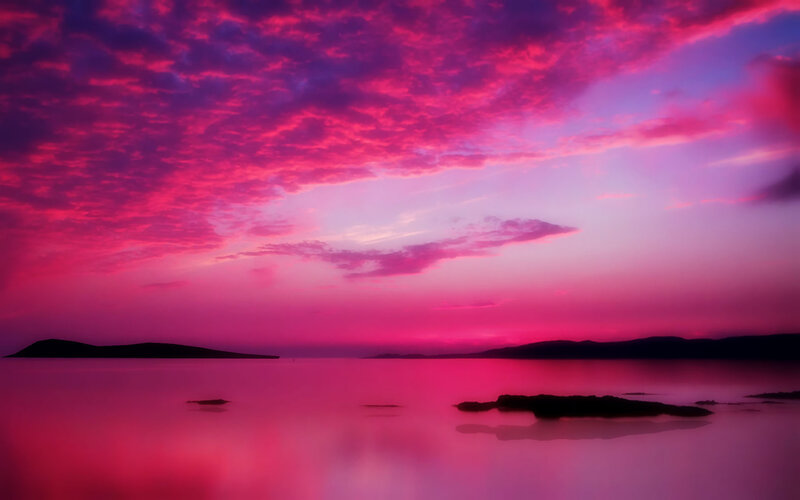 Purple Sunset over Water — Pink, Dramatic, Photograph
