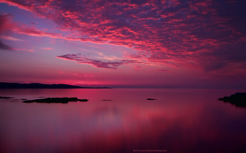 Purple Sunset over Water — Pink, Dramatic