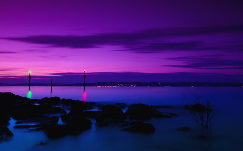 Purple Sunset over Water — Serene, Night