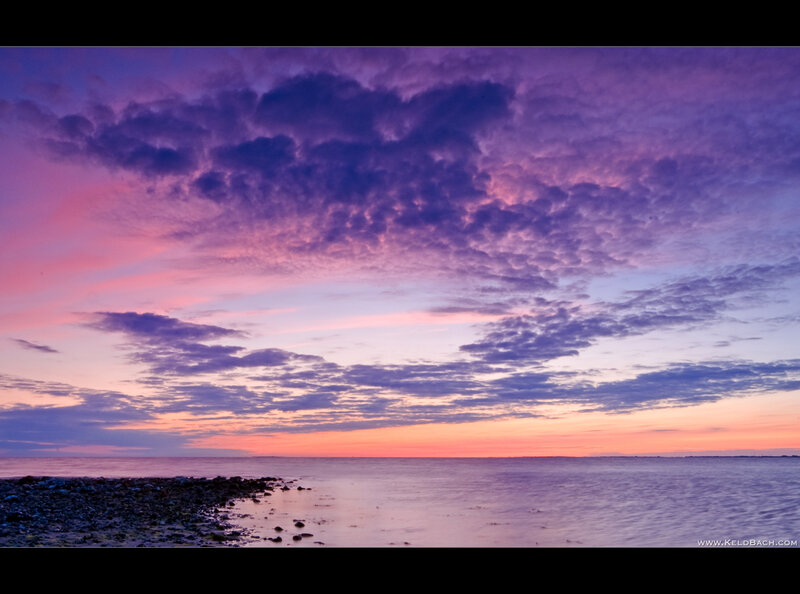 Purple Sunset over Water — Serene, Photograph, Clouds