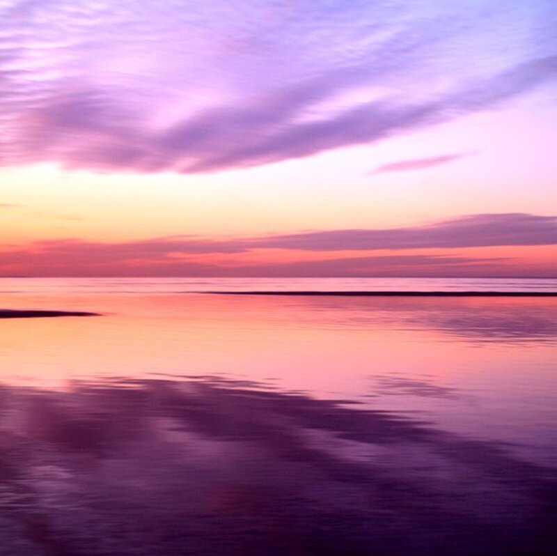 Purple Sunset over Water — Serene, Photograph, Sky