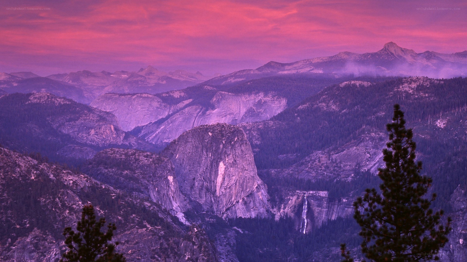 Purple sunset over Yosemite