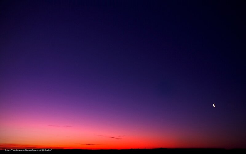 Purple sunset with crescent moon