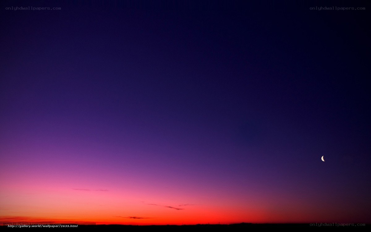 Purple sunset with crescent moon