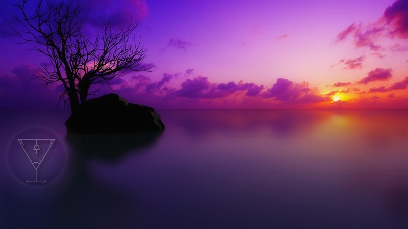 Purple sunset with lone tree
