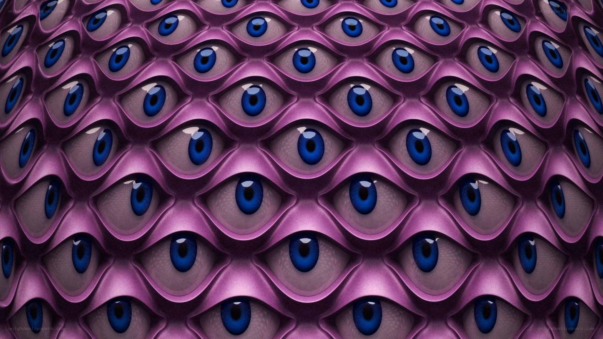 purple surface with blue eyes
